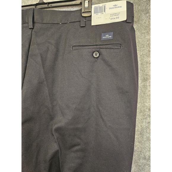 Dockers Classic Chino Pants‎ Men's 44x30 Black Flat Front Straight Retro Y2K NEW - Picture 1 of 9